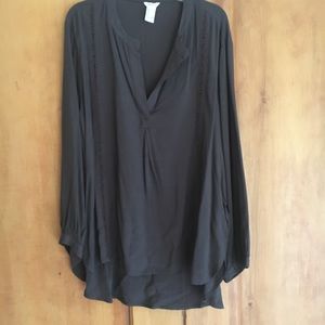 Forever 21 Black Flowing V-Neck Blouse